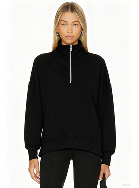 Varley 运动衫黑色半拉链宽松卫衣休闲风内搭上衣REVOLVE小众新品