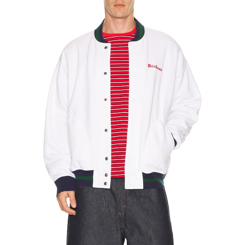Polo Ralph Lauren白色秋冬夹克棒球领撞色秋冬罗纹休闲REVOLVE