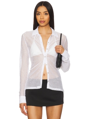 [冬季新品]Goldie All Fishnet Shirt 白色REVOLVE小众新款
