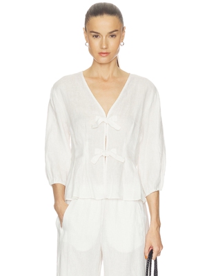 Velvet by Graham & Spencer Martha Woven Linen Top revolve小