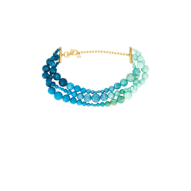 Lele Sadoughi蓝绿色项链度假风早秋新品多层串珠叠戴项链REVOLVE