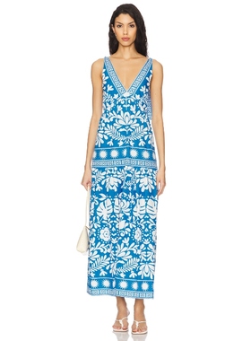 SAYLOR BRENNA 长裙 蓝色，白色REVOLVE小众新款