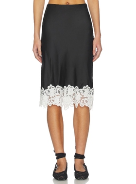 LIONESS ANCHORED MIDI 半身裙 黑色 性感风REVOLVE小众新款