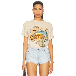 T恤奶油色美式 圆领短袖 西部休闲风REVOLVE Food Junk