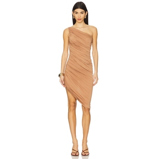 Norma Kamali黛安娜裙Diana裙浅咖色单肩连身裙REVOLVE