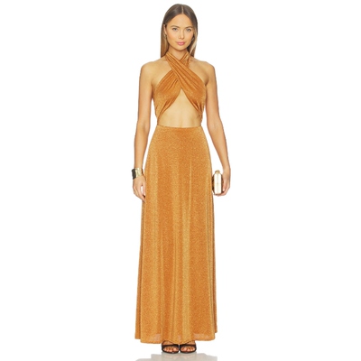 AFRM KENDRICK SPARKLE 裙子 金属棕色REVOLVE小众新款