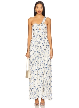 ASTR the Label 碎花连衣裙白色无袖抹胸性感长裙REVOLVE小众新款