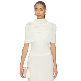 Ruched Neck Top Cream Lapointe y2k辣妹风REVOLVE小众新款 Mock