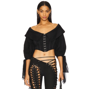 Records y2k辣妹风REVOLVE新款 DINA 黑色 紧身胸衣 Aniye