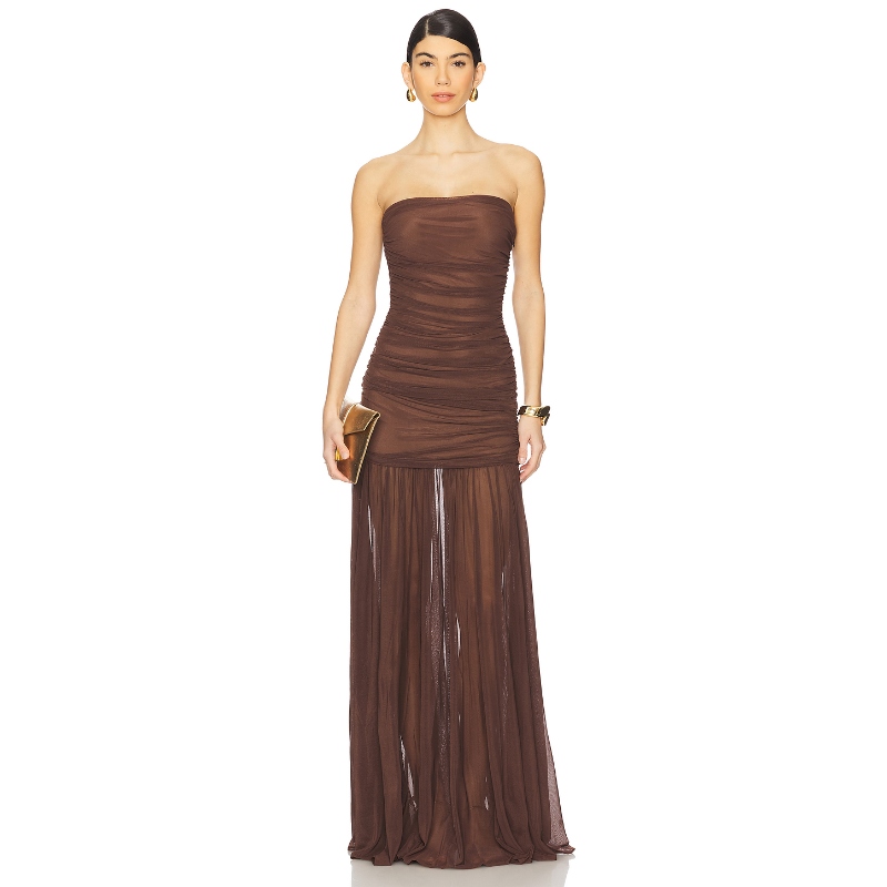 retrofete ADELE 裙子 巧克力色 性感礼服REVOLVE小众新款