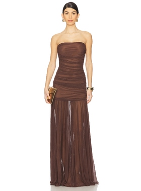 retrofete ADELE 裙子 巧克力色 性感礼服REVOLVE小众新款