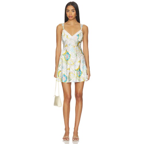 For Love & Lemons白色连衣裙印花甜美风早秋新品抹胸裙REVOLVE