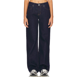 [春季新品]superdown牛仔裤蓝色美式复古显瘦阔腿直筒裤REVOLVE