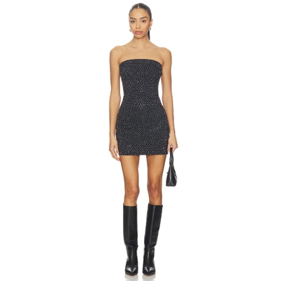 Good American Crystal Strapless Mini Dress BlackREVOLVE小众