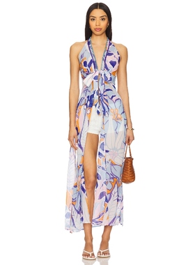 Poupette St Barth CALIZ 长裙 蓝色REVOLVE小众新款