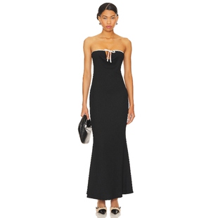 [春季新品]LIONESS抹胸连衣裙露肩修身小黑裙优雅长裙REVOLVE小众