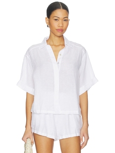 PQ LINEN BUTTON UP TOP 亚麻纽扣上衣 revolve小众新款 白色