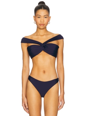 MILLY OLIVIA 狭边比基尼上装 藏青色 y2k辣妹风REVOLVE