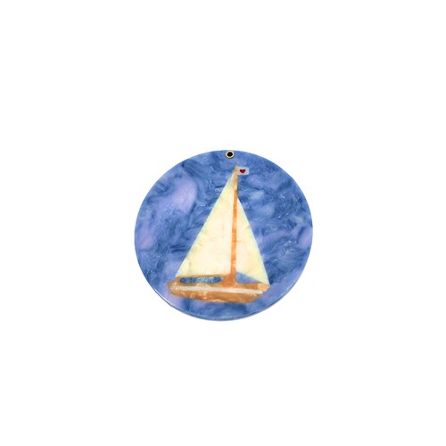 Solar Eclipse HAND-PAINTED SAIL BOAT COMPACT MIRROR 手绘帆船