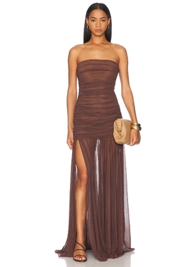 retrofete ADELE 裙子 巧克力色 性感礼服REVOLVE小众新款