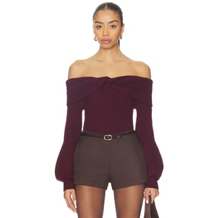 [冬季新品]ASTR the Label露肩毛衣法式风修身针织上衣季保暖