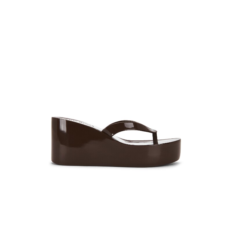 Steve Madden 棕色果冻漆皮坡跟人字拖夏季凉鞋拖鞋度假 REVOLVE