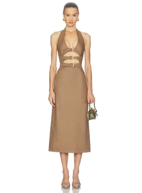 Cult Gaia ESTELLE 裙子 棕色 性感礼服REVOLVE小众新款
