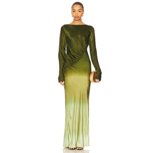 SWF Fluid Drape Maxi Dress 橄榄色REVOLVE小众新款