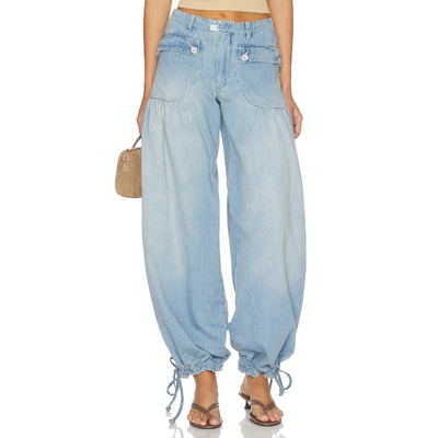 Free People 美式复古低腰宽松廓形蝴蝶结系带牛仔裤子 REVOLVE