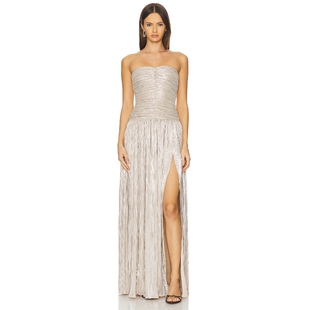 Lovers and Friends ELIA 长裙 金属金色REVOLVE小众新款