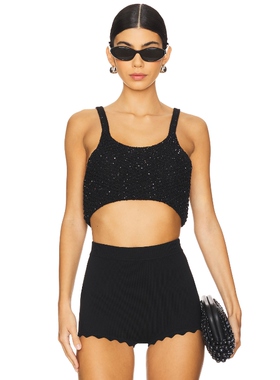 Asta Resort Grace Sequined Crop 黑色y2k辣妹风REVOLVE