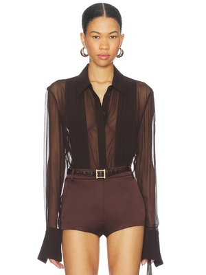 SANS FAFF MEGHAN 真丝衬衫 revolve小众新款 巧克力色