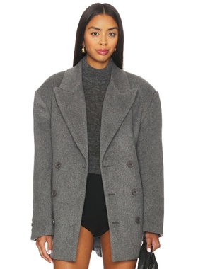 Bardot 短款羊毛大衣通勤老钱风廓形西装毛呢外套REVOLVE小众新款