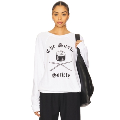 [冬季新品]Lauren Moshi SUSHI美式白色字母印花套衫REVOLVE保暖