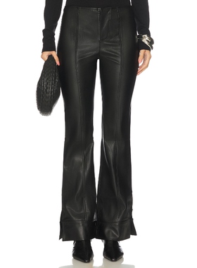 【海外直邮】Free People GLOW UP 人造革长裤 黑色 美式休闲风R