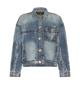 True Religion 真实信仰 SUPER T 牛仔短夹克 蓝色REVOLVE小众新