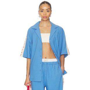 Araminta James LOBSTER 纽扣衬衫 蓝色REVOLVE小众新款