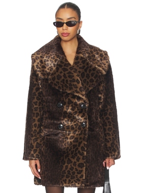 Adrienne Landau ELISE 环保皮草棕色 老钱风外套REVOLVE小众新款