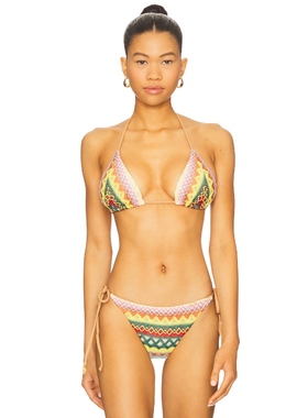 Luli Fama 比基尼文胸上装 Yellow,Tan y2k辣妹风REVOLVE小众新款