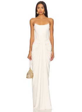 Deme by Gabriella 抹胸针织连衣裙简约褶饰礼服长裙REVOLVE新款