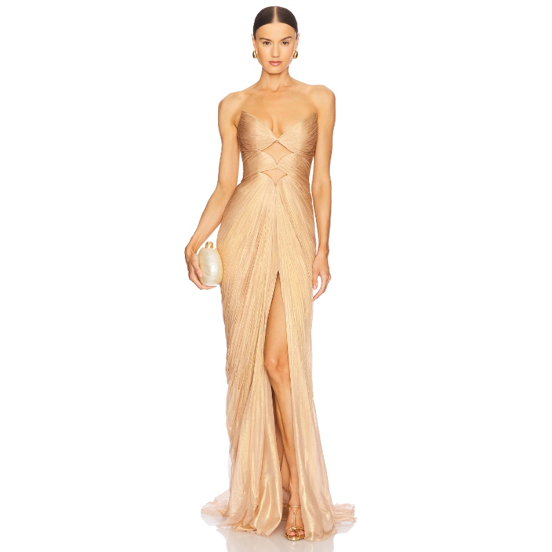 Maria Lucia Hohan MISCHA 长裙 棕黄色REVOLVE小众新款