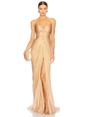 Maria Lucia Hohan MISCHA 长裙 棕黄色REVOLVE小众新款