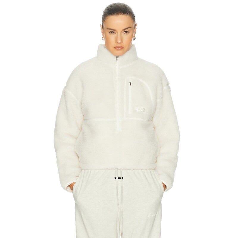 The North Face米白色夹克丝绒休闲修身外套早秋新品REVOLVE