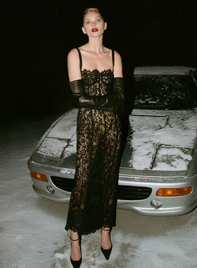 Helsa THE LACE COLUMN 裙子 黑色 静奢风老钱风REVOLVE小众新款