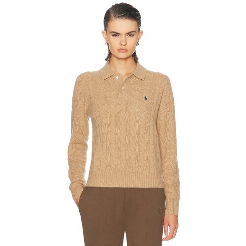 Polo Ralph Lauren驼色上衣绞花纹理通勤风秋冬新品毛衣REVOLVE