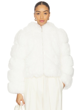 Adrienne Landau ICON FUR 夹克 白色 美式休闲风REVOLVE小众新款