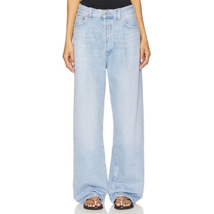 AGOLDE 新品 Franka Pleat REVOLVE Baggy浅蓝色阔腿牛仔裤 冬季