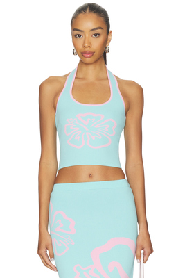 Kulani Kinis KNIT HALTER 亚麻吊带上装 淡蓝色revolve小众新款