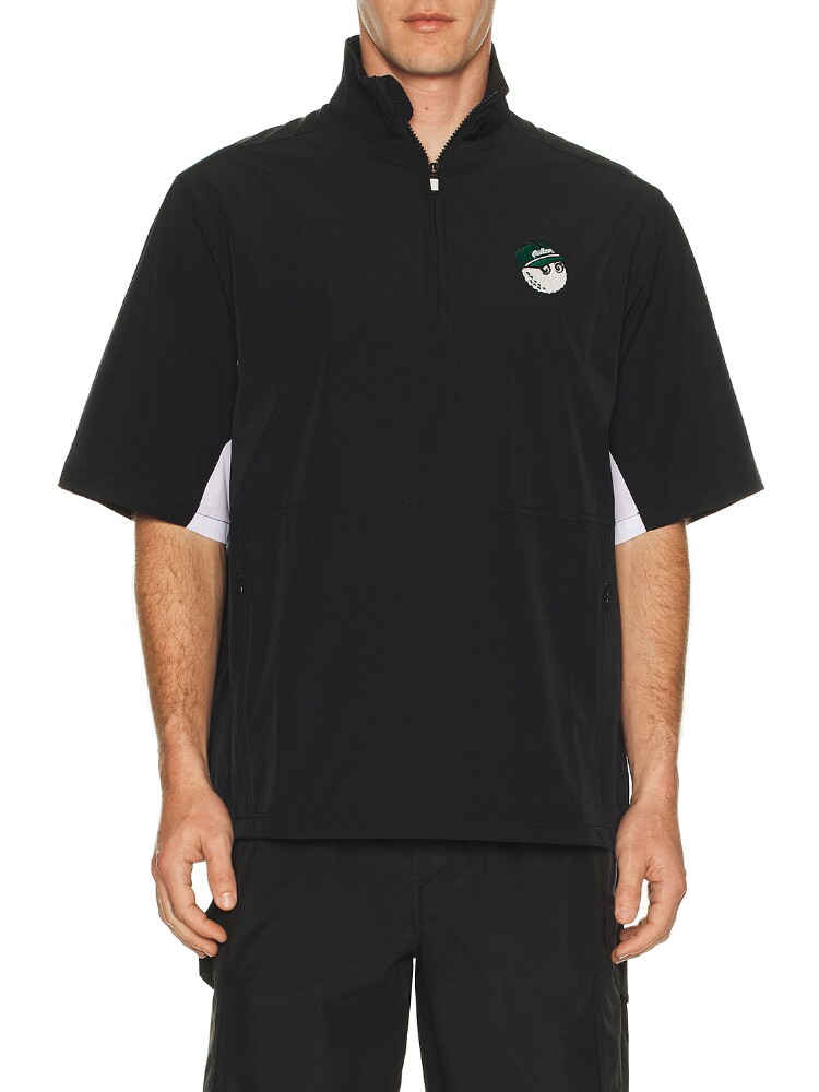 Malbon Golf黑色早秋新品上衣半拉链立领刺绣休闲衬衫REVOLVE