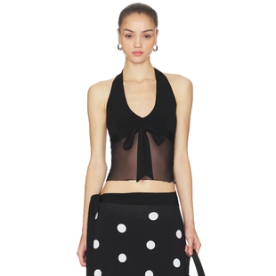 Frankies Bikinis 挂脖露背性感上衣黑色吊带背心REVOLVE小众新款